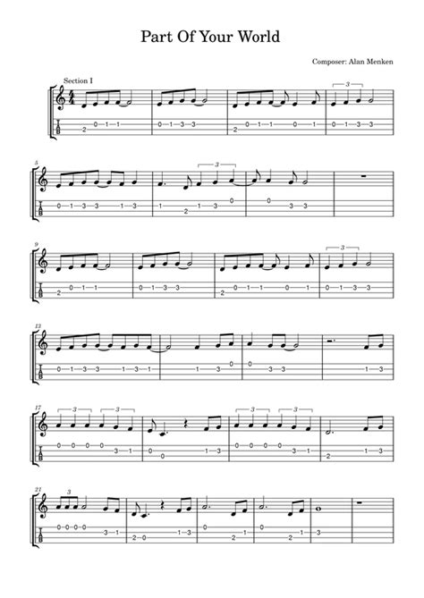 part of your world ukulele chords|part of your world guitar chords.